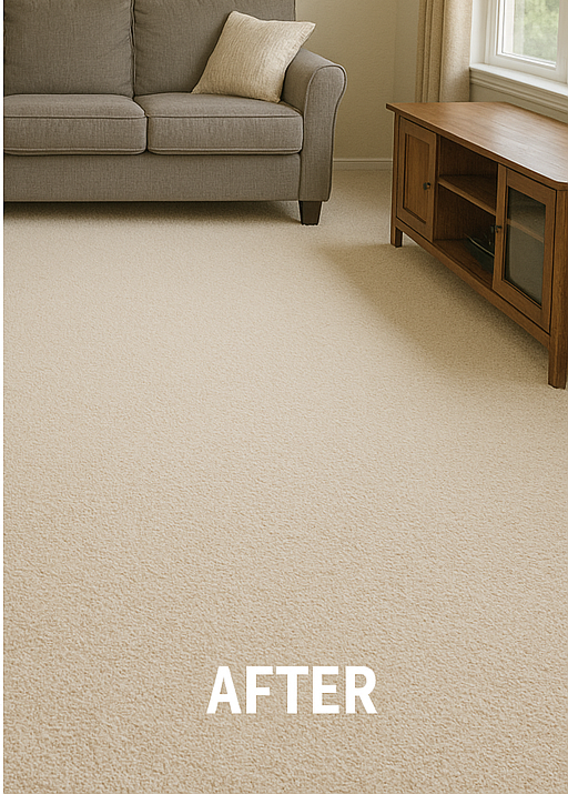 After TruFoam dry-foam carpet cleaning with brighter, cleaner carpet